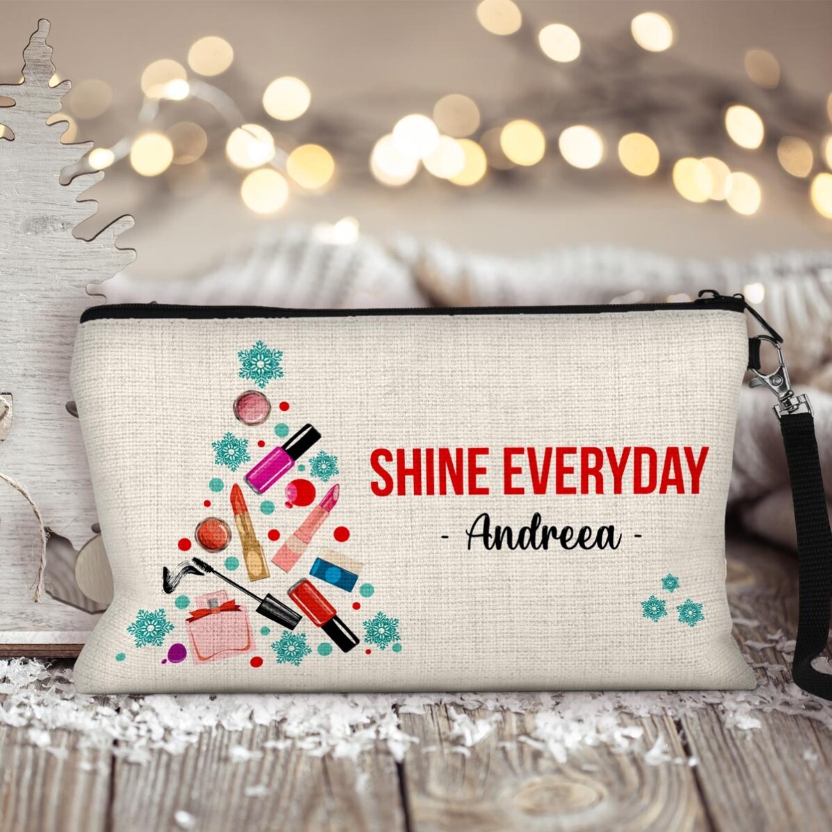 Individuell gestaltetes Make-up-Set mit Weihnachtsaufdruck