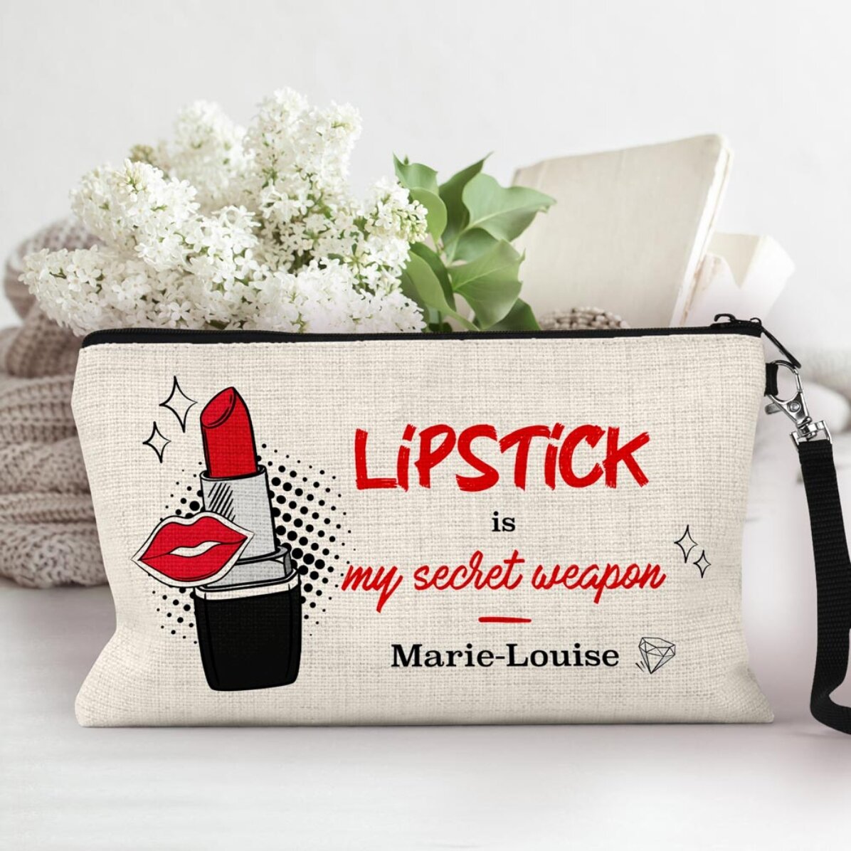 Individuell gestaltetes Make-up-Set mit Schriftzug – My secret weapon