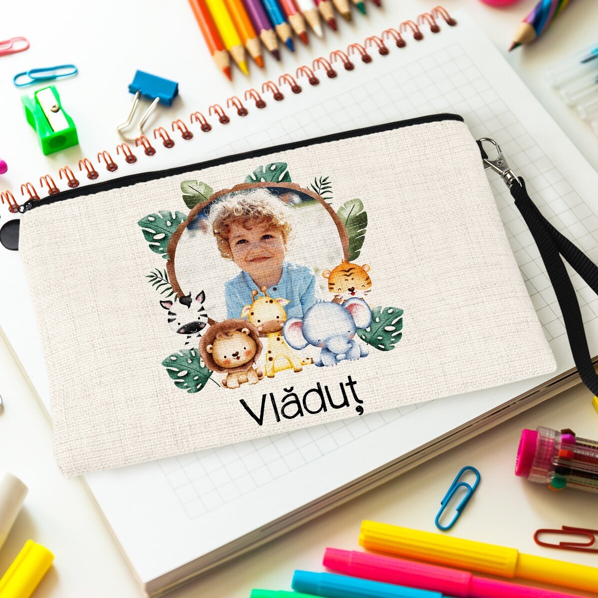 Personalisiertes Schulset mit Foto und Text – Tierchen