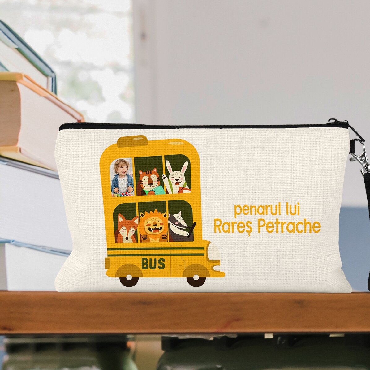 Personalised school kit with photo and text - Bus