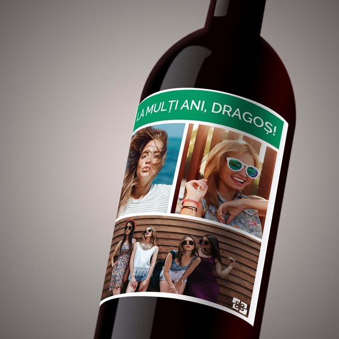 Personalisierter Wein mit 3 Fotos und Text