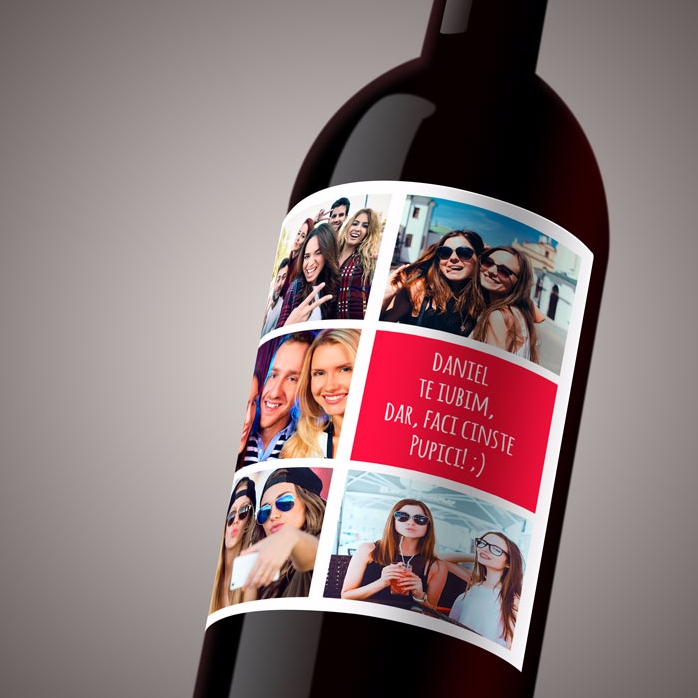 Personalisierter Wein mit 5 Fotos und Text