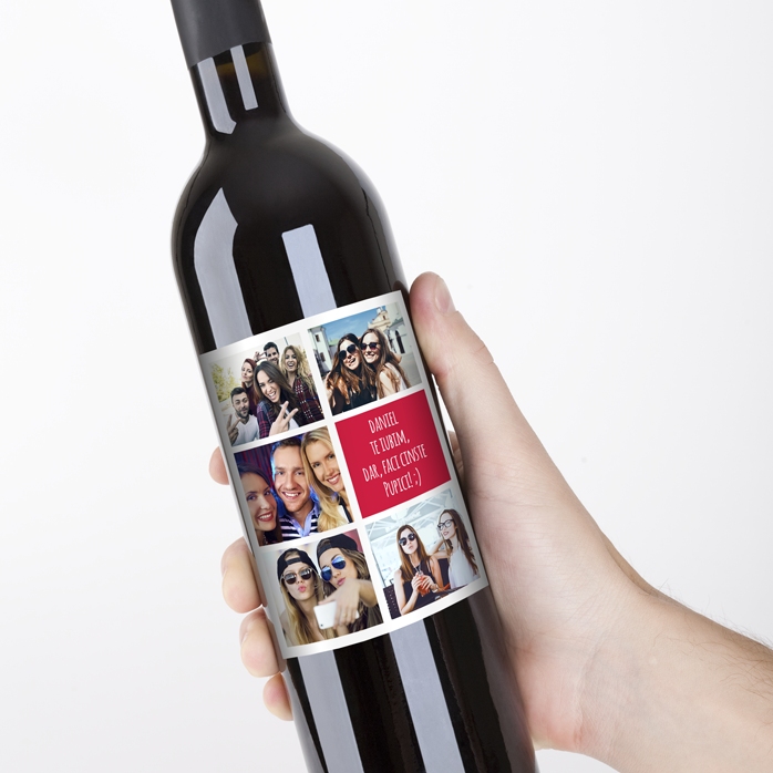Personalisierter Wein mit 5 Fotos und Text