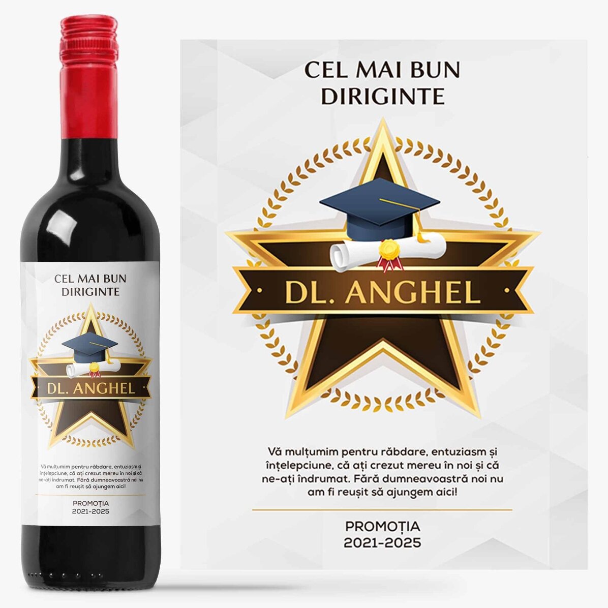 Personalisierter Wein mit einer Dankesbotschaft für Lehrer