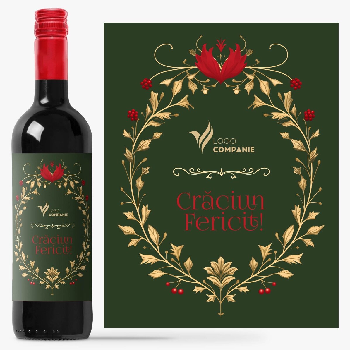 Personalised wine with text and logo - Merry Christmas!