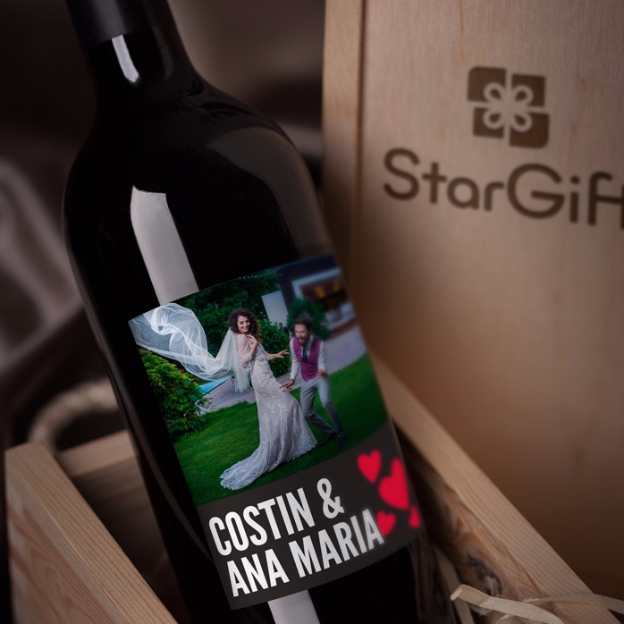 Personalisierter Wein mit einem Foto für Paare