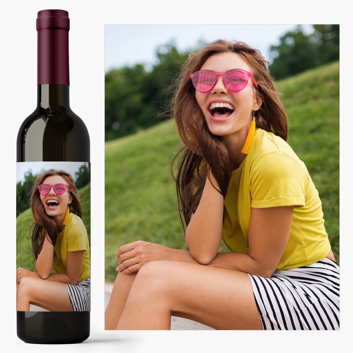 Wein mit einem persönlichen Foto