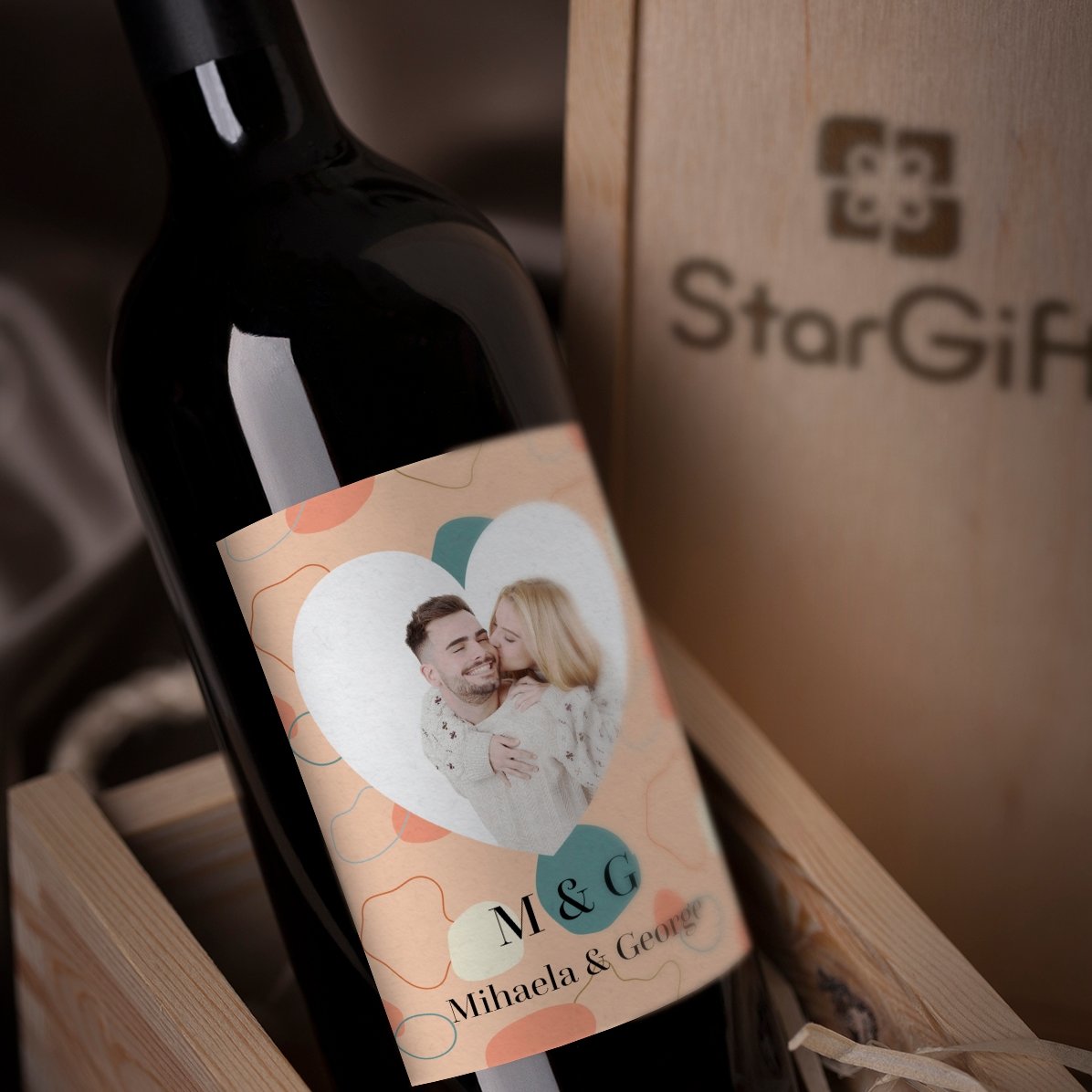 Personalisierter Wein mit Foto und Text – Abstract