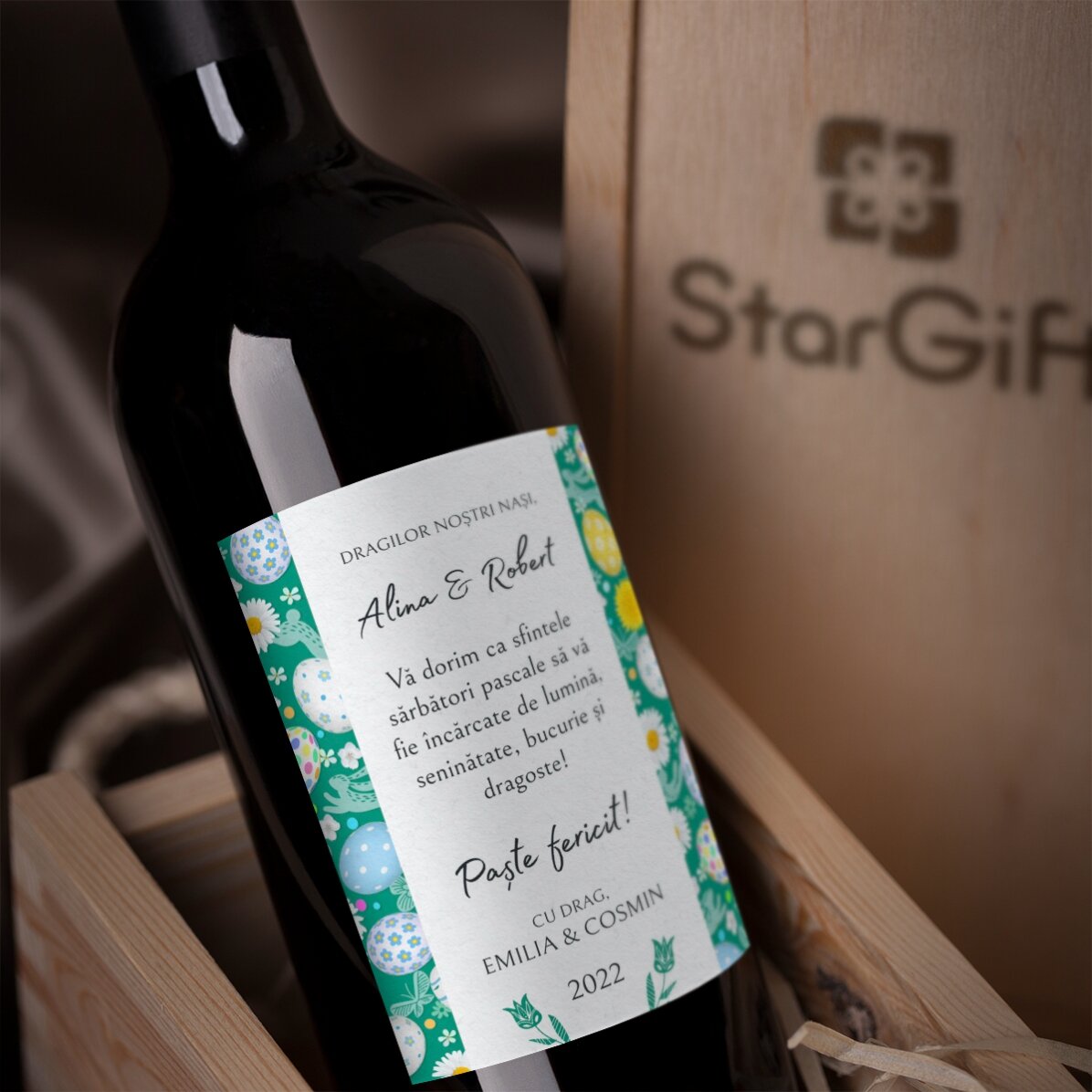 Wein mit individueller Beschriftung – Ostergruß