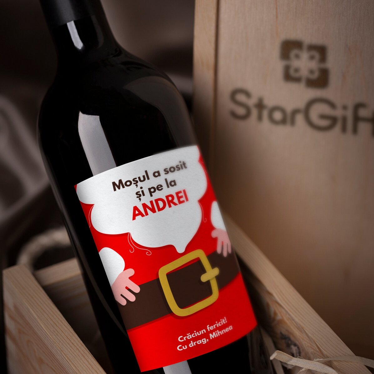 Wein mit individueller Beschriftung – Der Weihnachtsmann ist da
