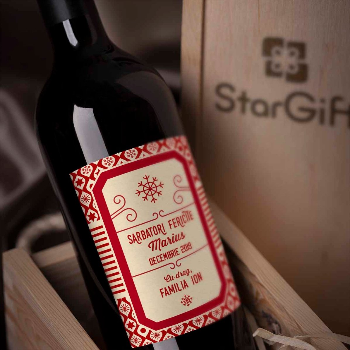 Wein mit individueller Beschriftung – Weihnachtsmotiv