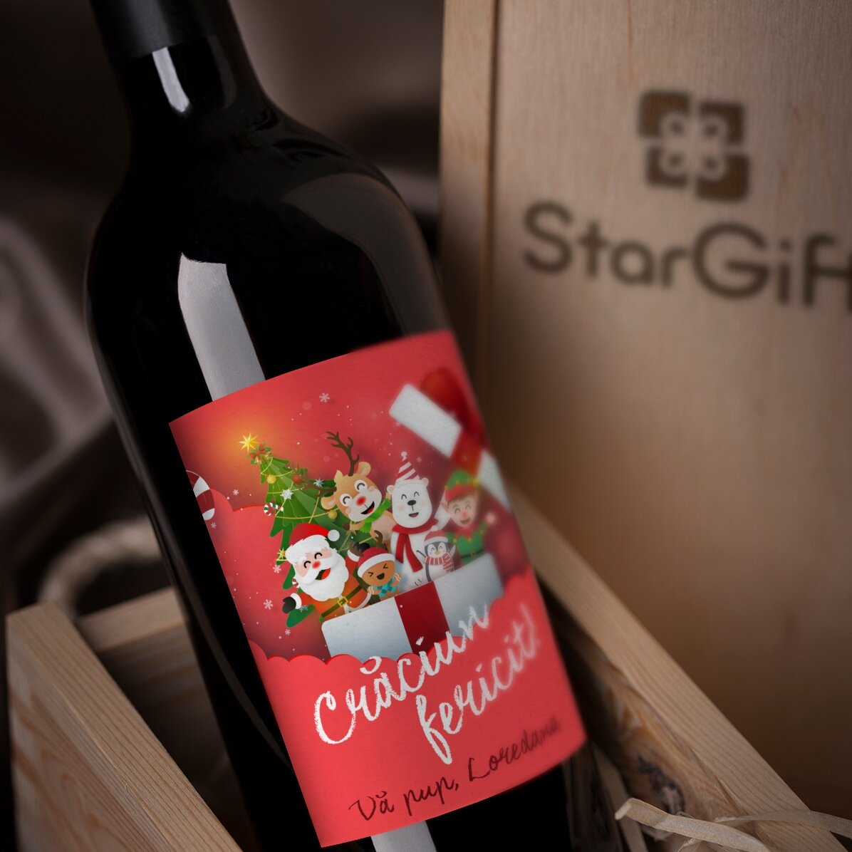 Wein mit individueller Beschriftung – Santa & his friends