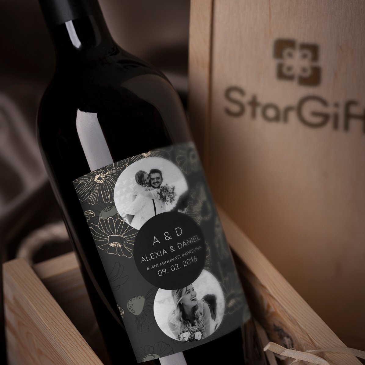 Personalisierter Wein mit Text und 2 Fotos – Geburtstag