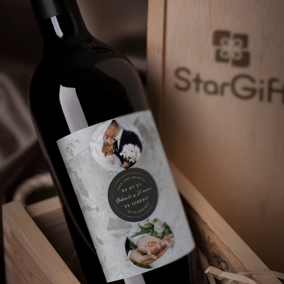 Personalisierter Wein mit Text und 2 Fotos – Für immer