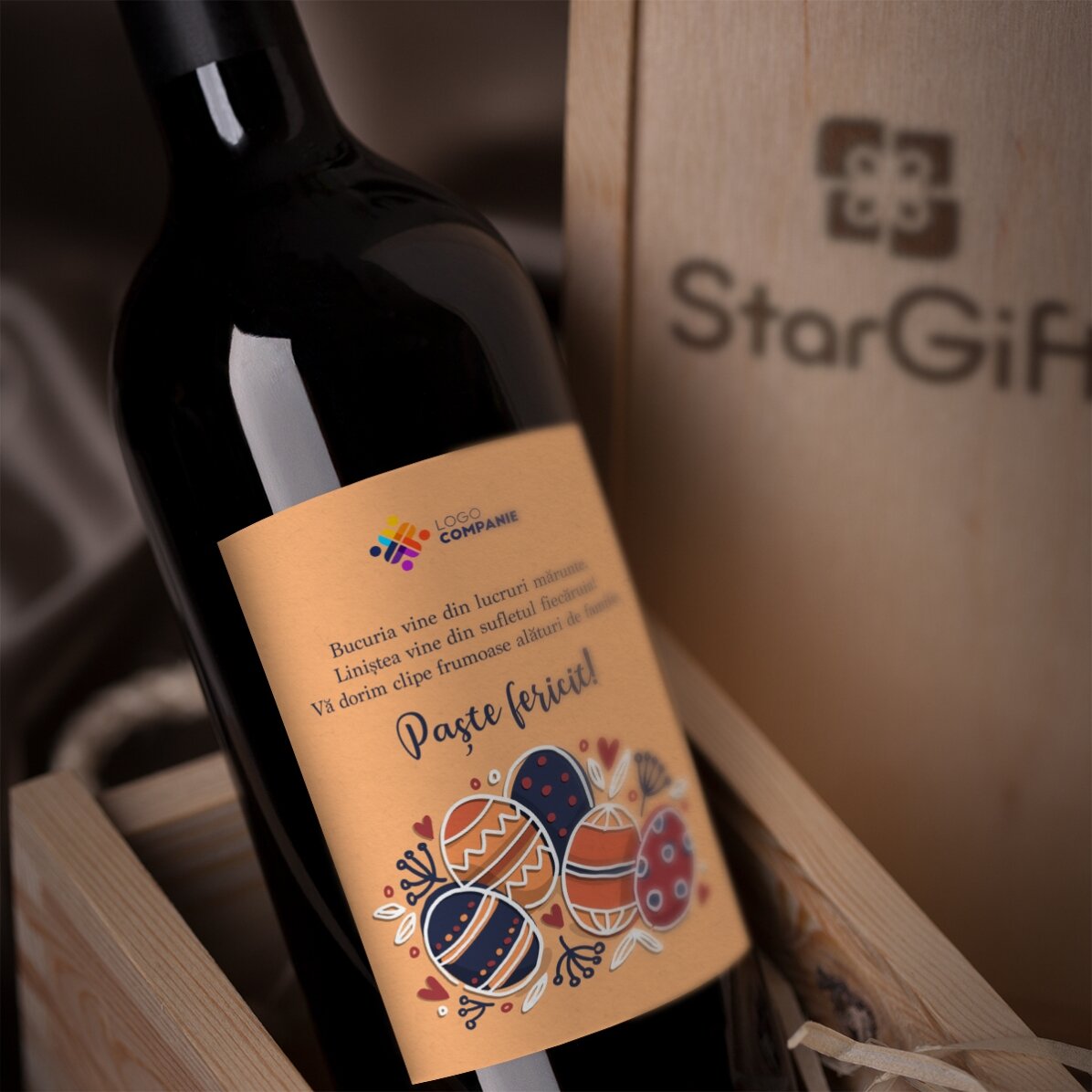 Wein mit individueller Beschriftung und Logo zu Ostern