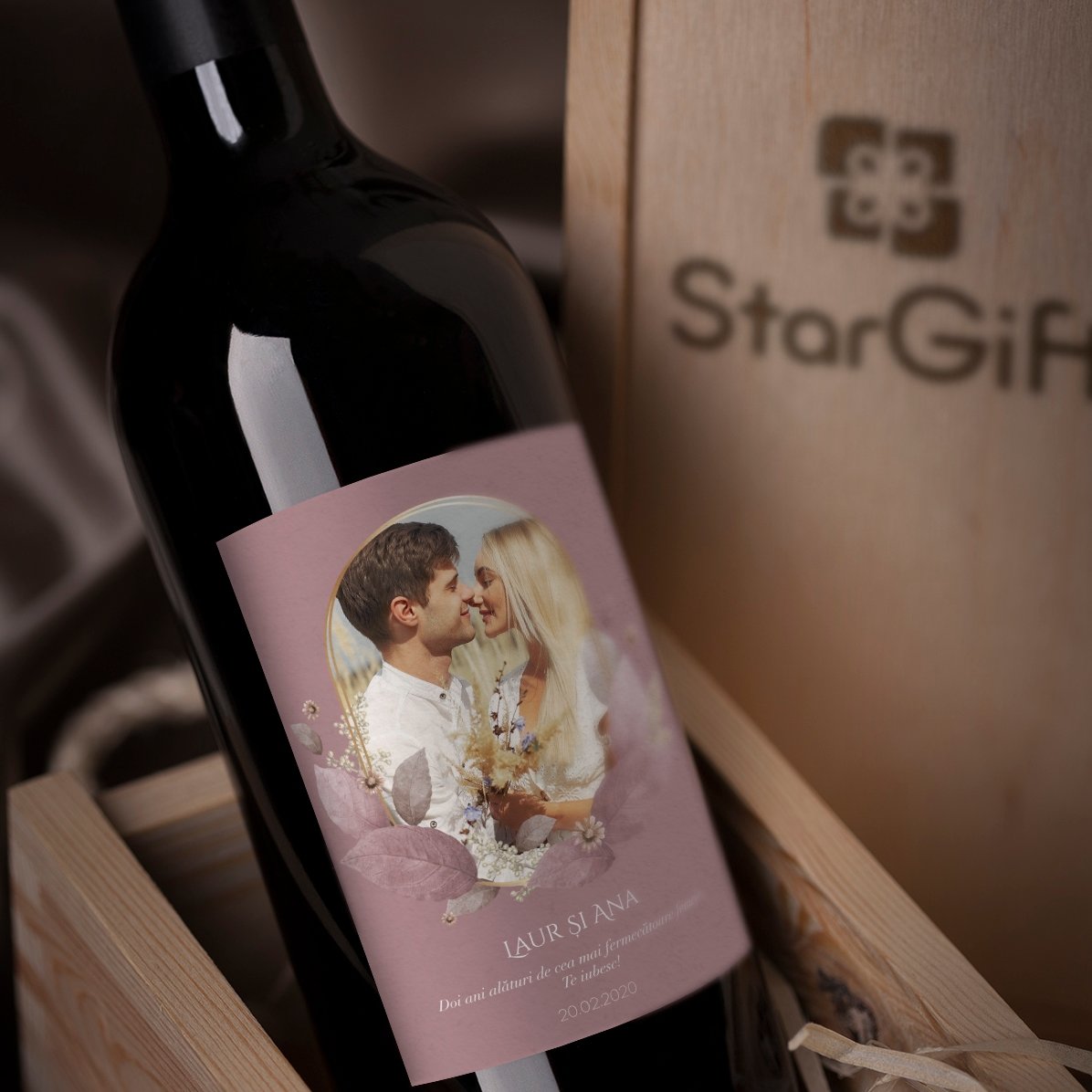 Wein mit individueller Beschriftung und Foto – Floral