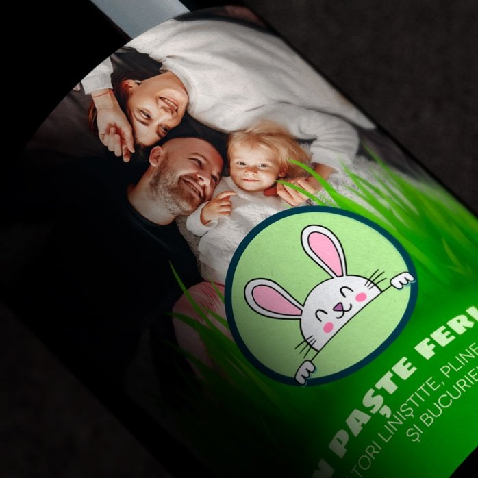 Personalisierter Wein mit Text und Foto – Frohe Ostern!