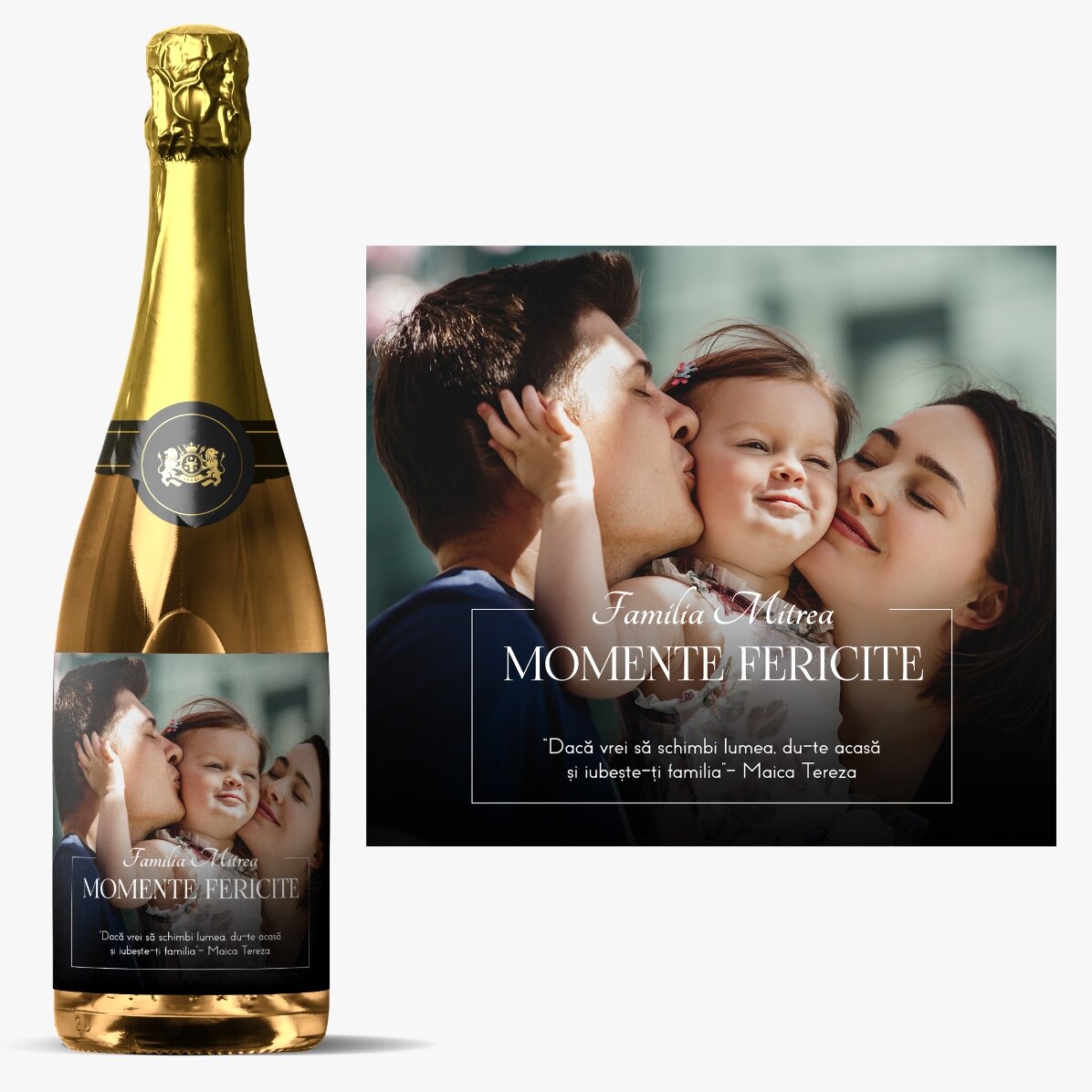 Personalisierter Sekt mit Botschaft und Foto – Neu