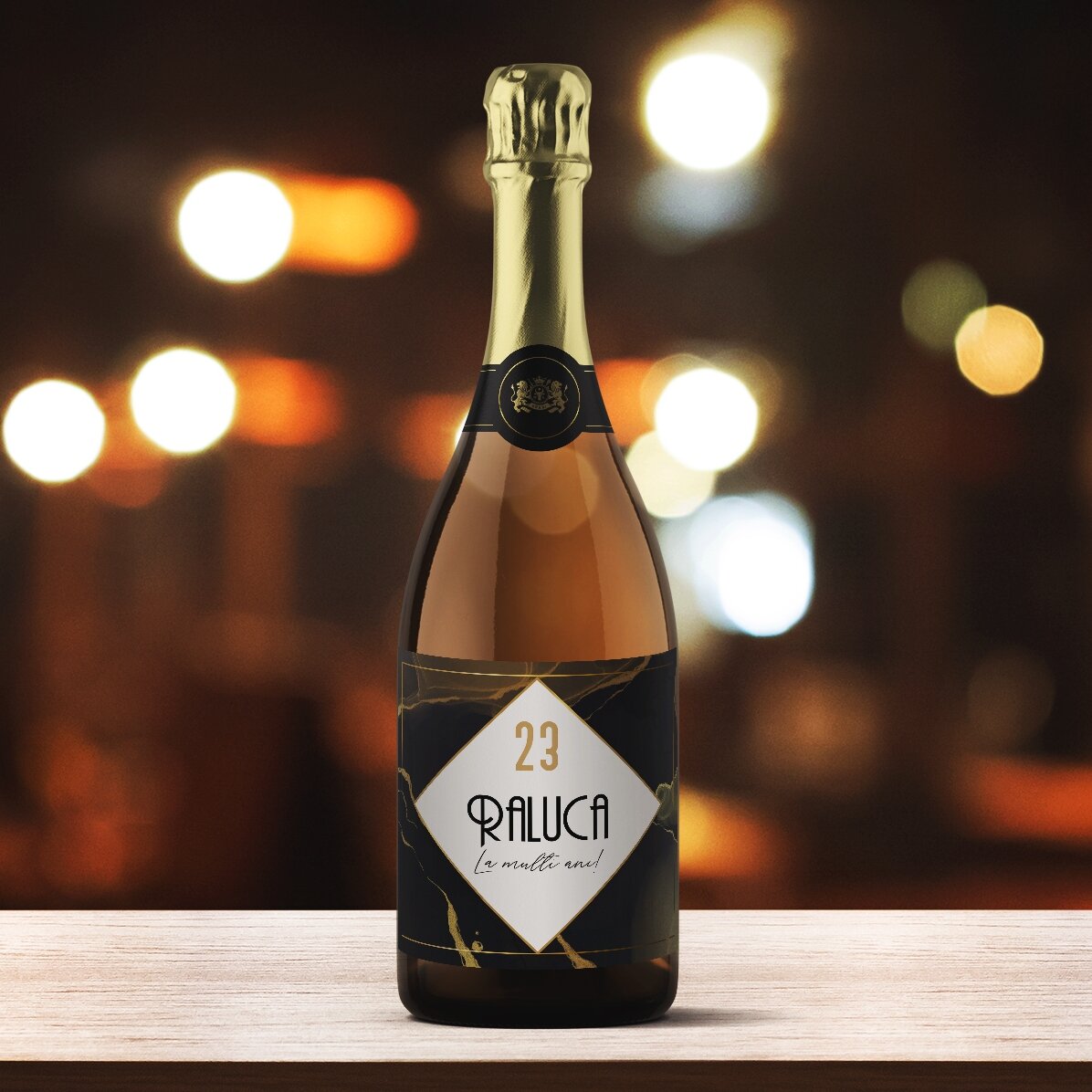 Personalisierter Sekt mit Text – Abstract Gold