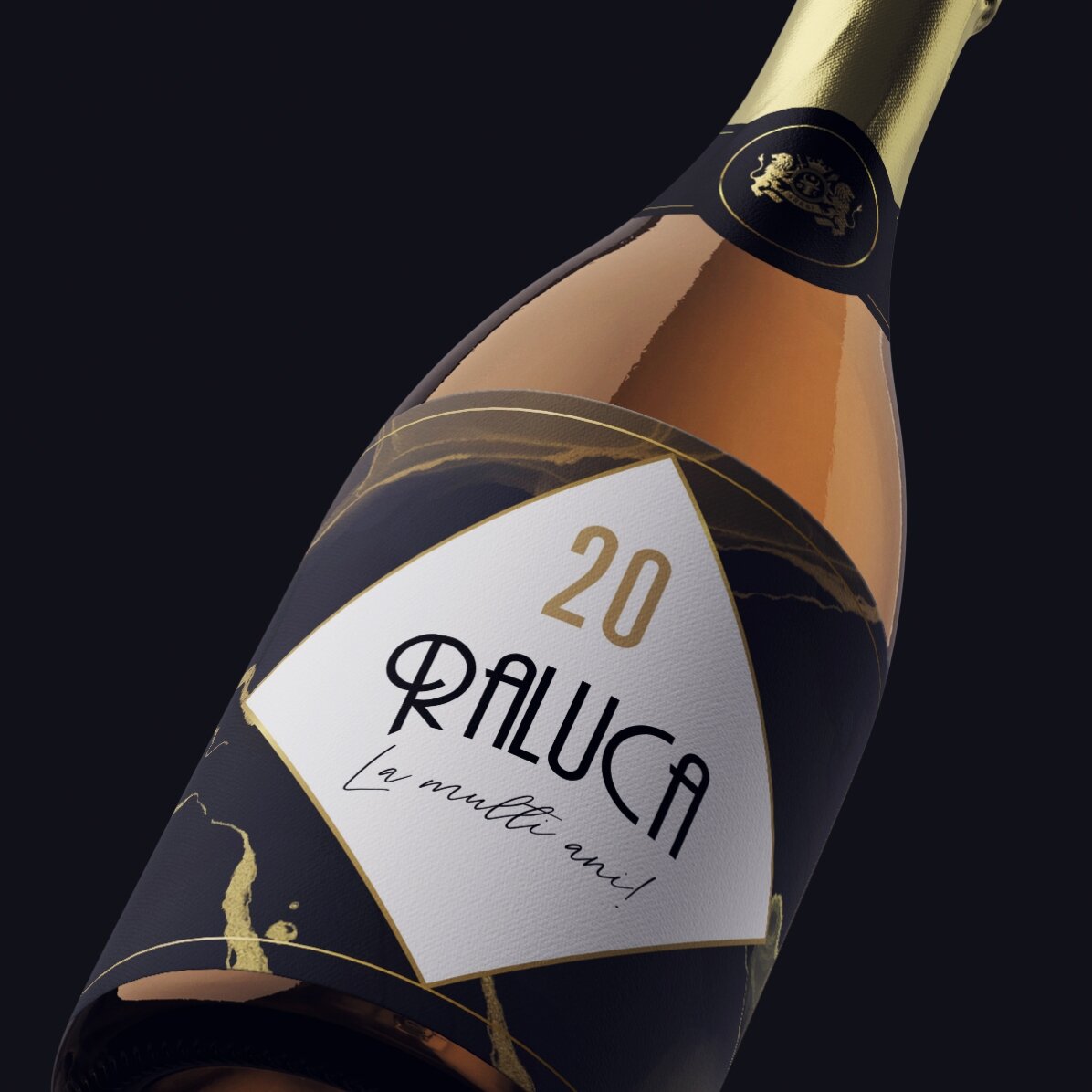 Personalisierter Sekt mit Text – Abstract Gold