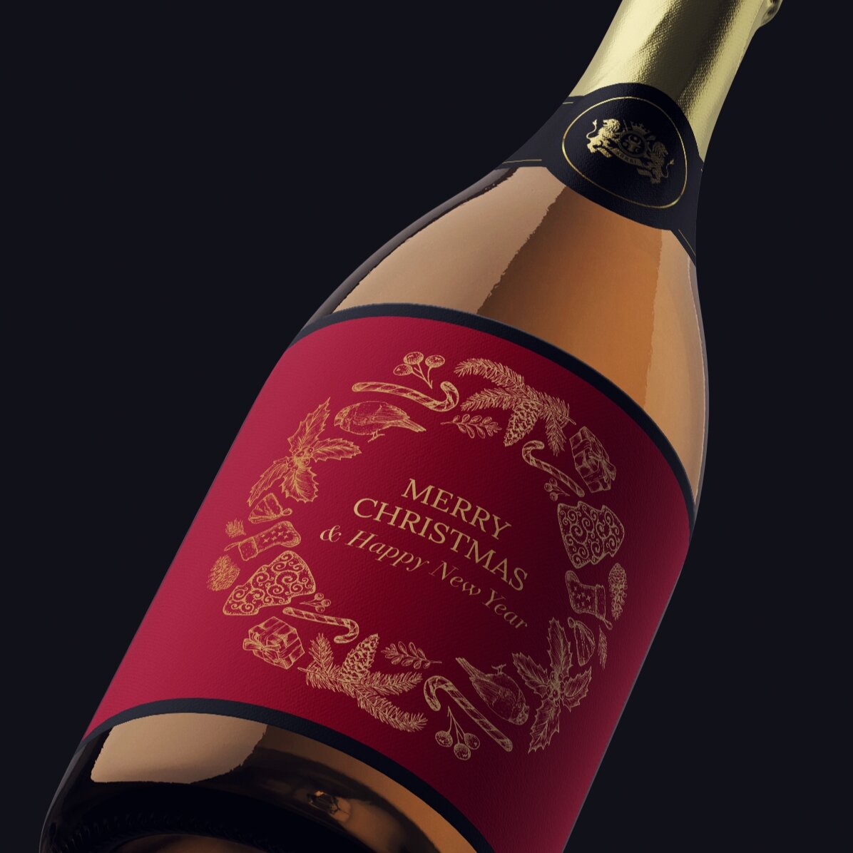 Personalisierter Sekt mit Text – Christmas Spirit