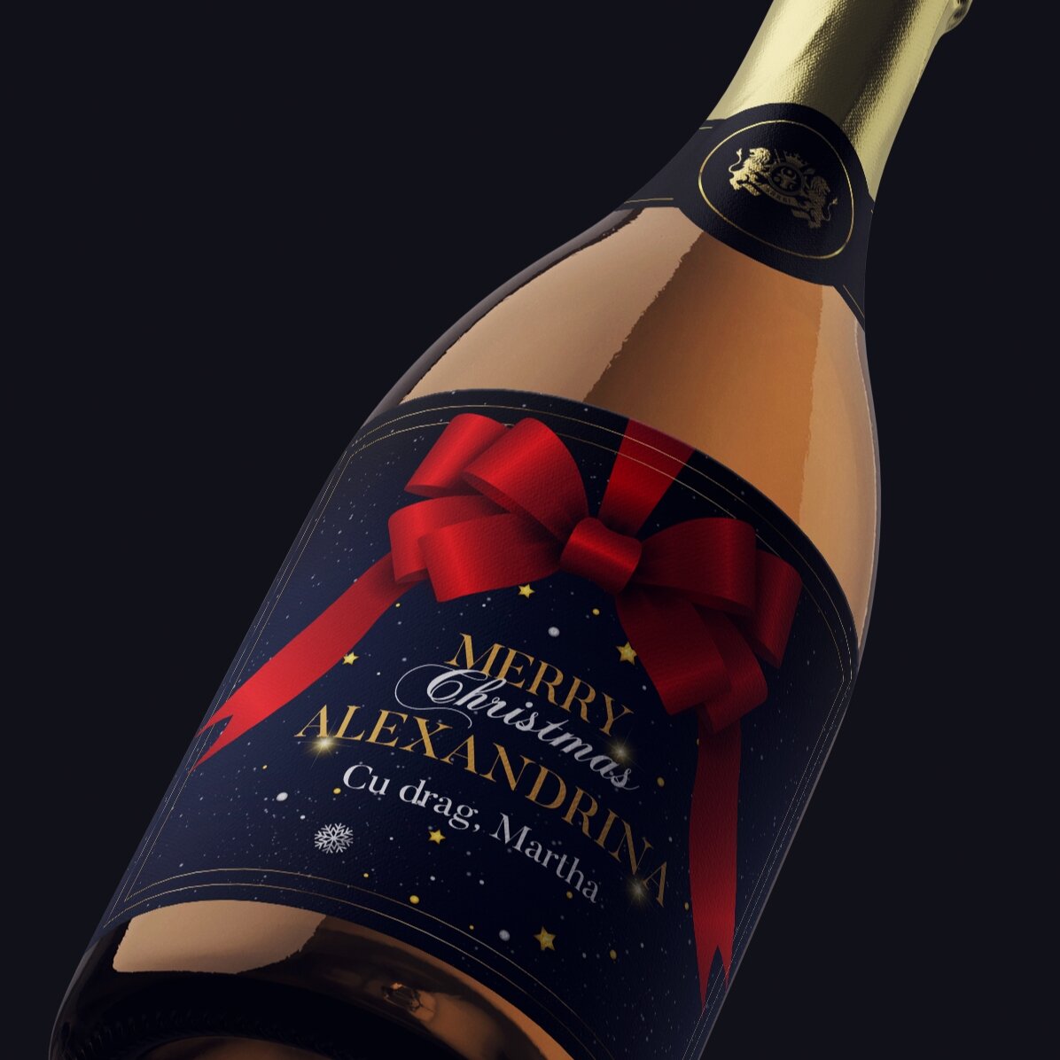 Personalisierter Sekt mit Text – Glamorous Christmas
