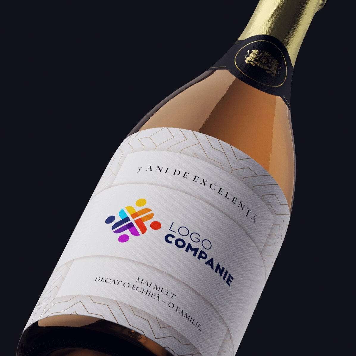 Personalisierter Sekt mit Text, Variante „White“ – Markenjubiläum