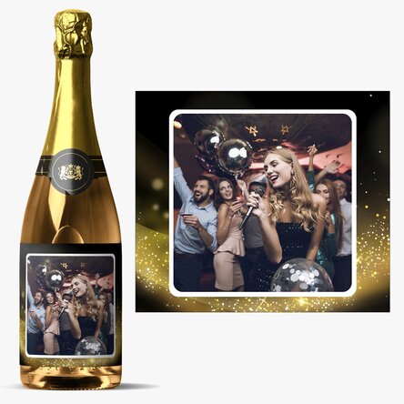 Personalised sparkling wine with a photo - Gold